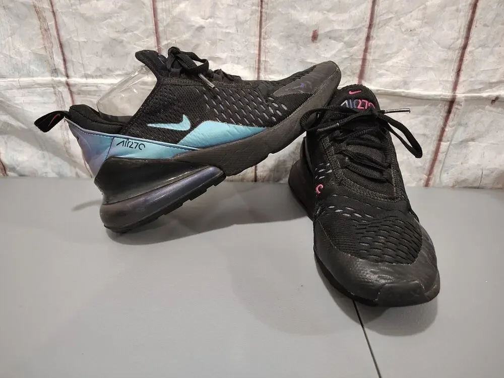 NIKE AIR MAX Black / Blue 270 Unisex Sixe 6 1/2 - Preowned